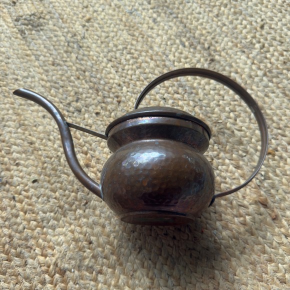 American Vintage Other - Vintage Hammered Copper Watering Can Small Gooseneck Spout Rustic Patina Decor